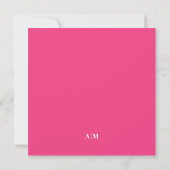 Rosa Doppelrand-Name Monogramm Quadrat Mitteilungskarte (Rückseite)