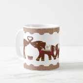 Rosa doppelte Herz-Elefanten Kaffeetasse (Vorderseite Links)