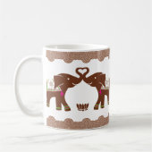Rosa doppelte Herz-Elefanten Kaffeetasse (Links)