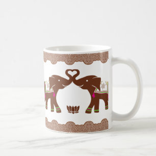 Rosa doppelte Herz-Elefanten Kaffeetasse