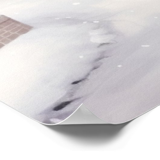 Rosa Dorf Weihnachten Wunderland Schnee Poster (Ecke)