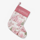 Rosa Dorf Winter Wunderland Girls Kleiner Weihnachtsstrumpf (Vorderansicht (hängend))