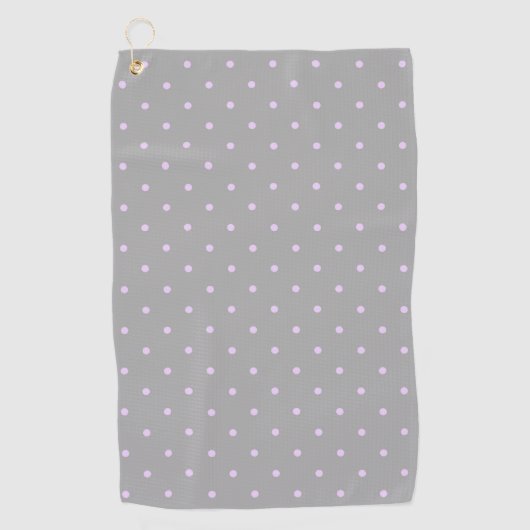 Rosa Dot Gray Hintergrund Elegant Polka Dot Dotter Golfhandtuch (Vorderseite)