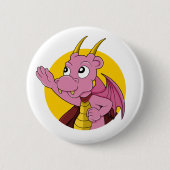 Rosa Drache Cartoon Button (Vorderseite)