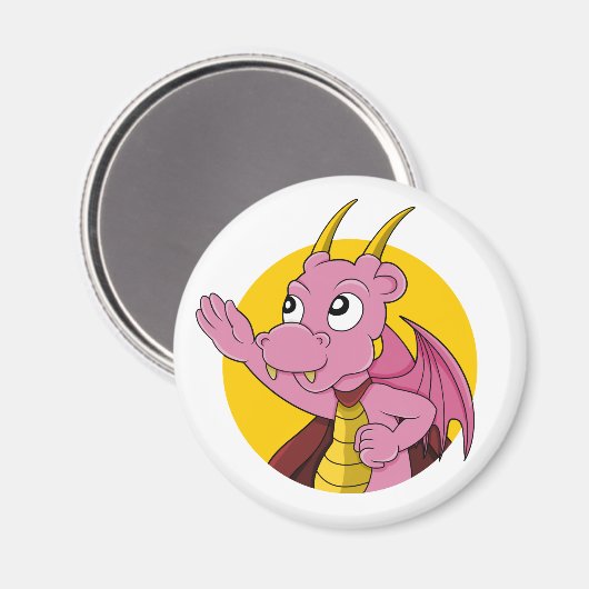 Rosa Drache Cartoon Magnet (Vorderseite/Rückseite)