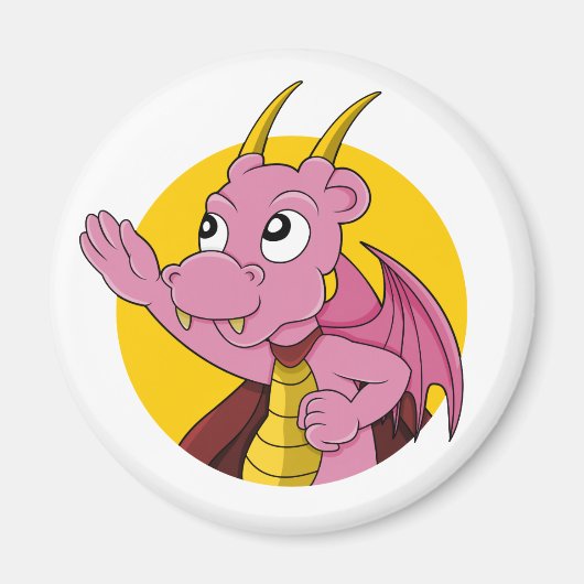Rosa Drache Cartoon Magnet (Vorne)
