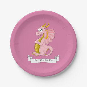 Rosa Drache Cartoon Pappteller