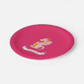 Rosa Drache Cartoon Pappteller (Schrägansicht)