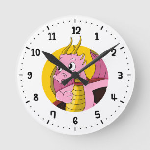 Rosa Drache Cartoon rund um die Uhr