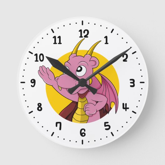 Rosa Drache Cartoon rund um die Uhr (Vorderseite)