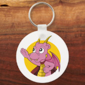Rosa Drache Cartoon Schlüsselanhänger (Vorderseite)