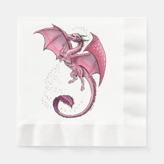Rosa Drache der Frühlingsfantasy Art Serviette (Vorderseite)