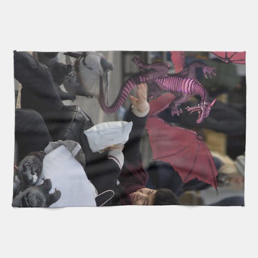Rosa Drache in Venedig Italien Geschirrtuch (Horizontal)