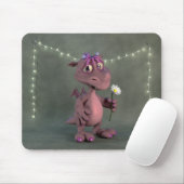 Rosa Drache mit Gänseblümchen Mousepad (Mit Mouse)