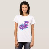 Rosa Drache mit Wasser-Spritzen T-Shirt (Vorne ganz)