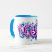 Rosa Drache mit Wasser spritzt Tasse (Vorderseite Links)