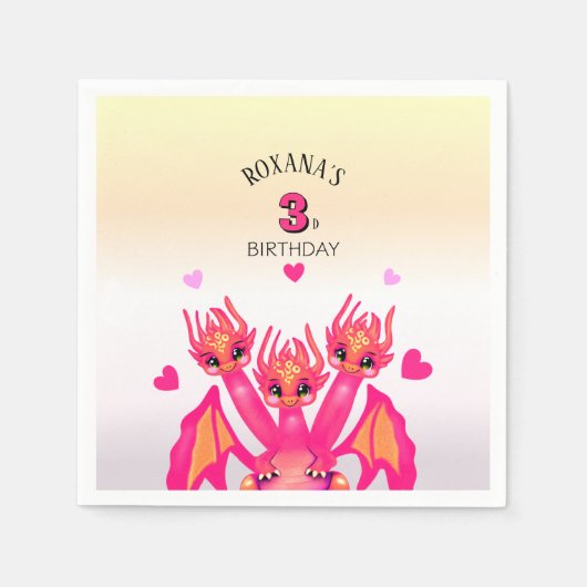 Rosa Drache Serviette (Vorderseite)