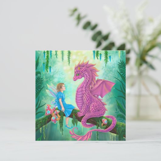 Rosa Drache und Fee (Stehend Vorderseite)