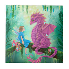 Rosa Drache und Fee Fliese
