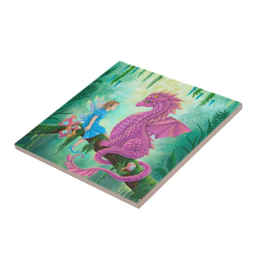 Rosa Drache und Fee Fliese (Seite)