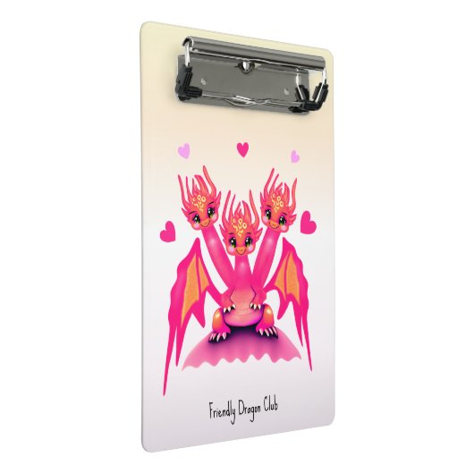 Rosa Drachen Mini Klemmbrett (Schrägansicht)