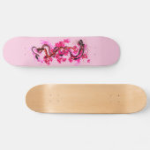 Rosa Drachen und Blüten Skateboard (Horizontal)