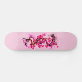Rosa Drachen und Blüten Skateboard (Horizontal)