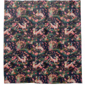 Rosa Drachen und Kirschblüten Duschvorhang (Vorderseite)