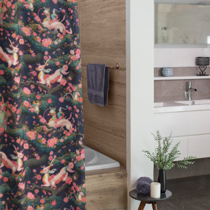 Rosa Drachen und Kirschblüten Duschvorhang