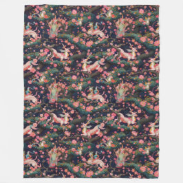 Rosa Drachen und Kirschblüten Fleecedecke