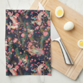 Rosa Drachen und Kirschblüten Geschirrtuch (Viertel Falte)