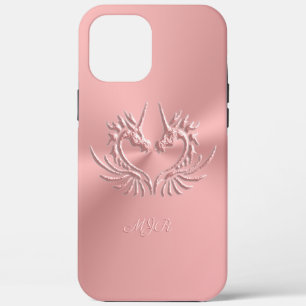 Rosa Drachenherz mit Girly Monogram-Initialen Case-Mate iPhone Hülle