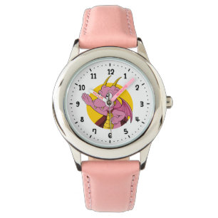 Rosa Drachenuhr Cartoon Armbanduhr