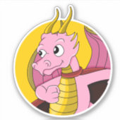 Rosa Dragon Cartoon Custom-Cut Vinyl Sticker (Vorderseite)