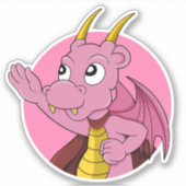 Rosa Dragon Cartoon Custom-Cut Vinyl Sticker (Vorderseite)