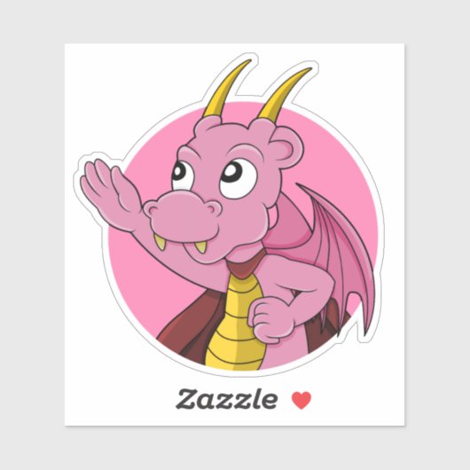 Rosa Dragon Cartoon Custom-Cut Vinyl Sticker (Blatt)