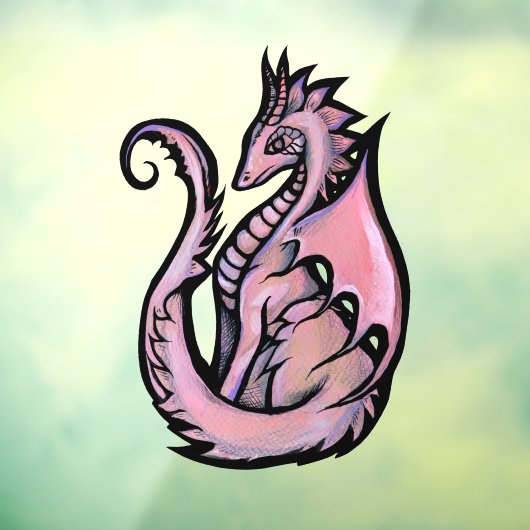Rosa Dragon Fensteraufkleber (Blatt 3)