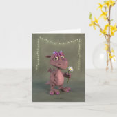 Rosa Dragon Karte (Gelbe Blume)