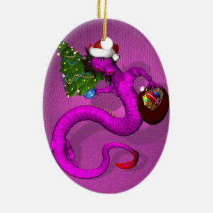 Rosa Dragon Keramikornament