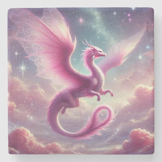 Rosa Dragon Steinuntersetzer (Vorderseite)