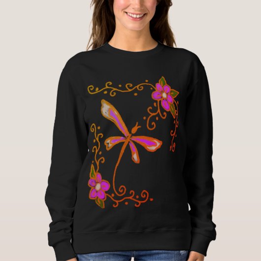 Rosa Dragonfly Abstrakte Erlebniskunst Sweatshirt (Vorderseite)