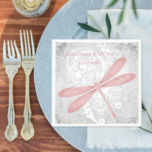Rosa Dragonfly Brautparty Napkin Serviette
