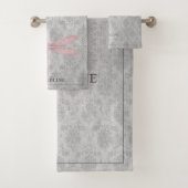 Rosa Dragonfly Damask Badhandtuch Set (Insitu)