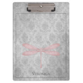 Rosa Dragonfly Damask Klemmbrett (Vorderseite)