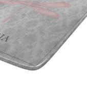 Rosa Dragonfly Damask Schneidebrett (Ecke)