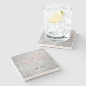 Rosa Dragonfly Damask Steinuntersetzer (Seitenansicht)