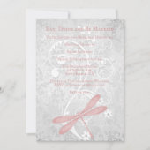 Rosa Dragonfly Hochzeitessen Probe einladen Einladung (Vorderseite)