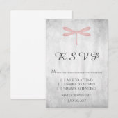 Rosa Dragonfly-Hochzeitkarte RSVP Karte (Vorne/Hinten)