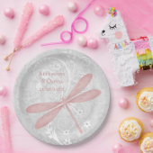 Rosa Dragonfly-Hochzeitspapier Pappteller (Party)