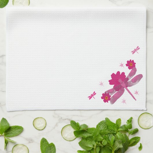 Rosa Dragonfly Küchentuch (Gefaltet)